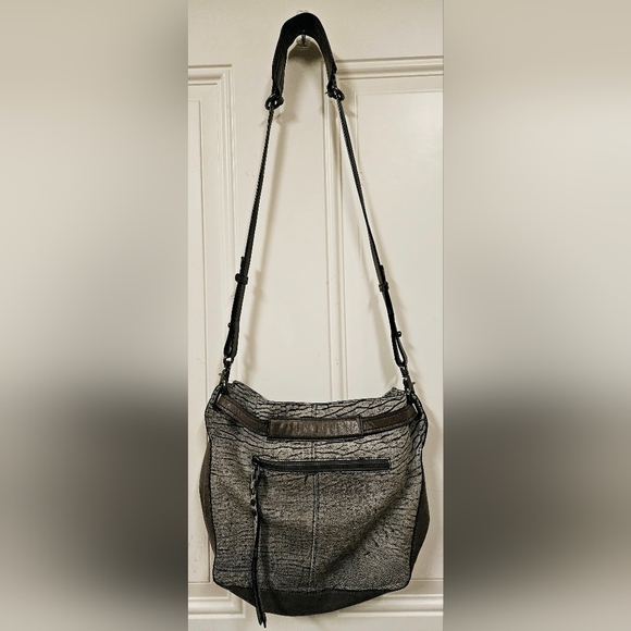 KOOBA Parker Neiman Marcus Gray  LEATHER PURSE crossbody bucket handbag - Picture 5 of 16